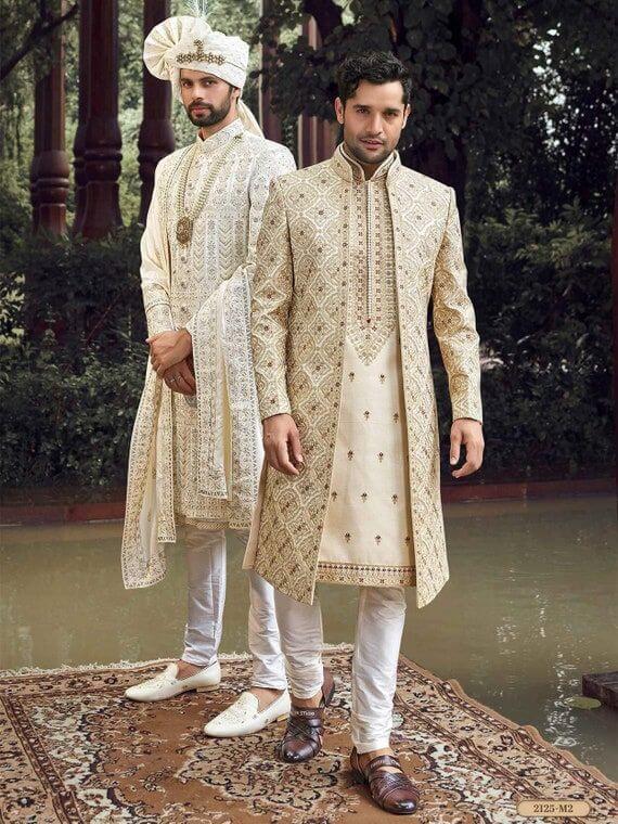 Full styled sherwani look, editorial portrait
